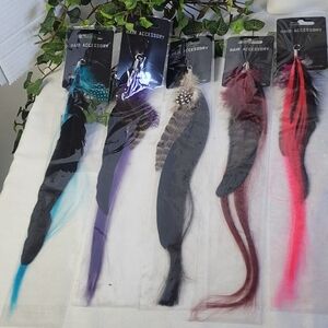 5 Feather Hair Extensions Color Strips Highlights Clip In Feathers